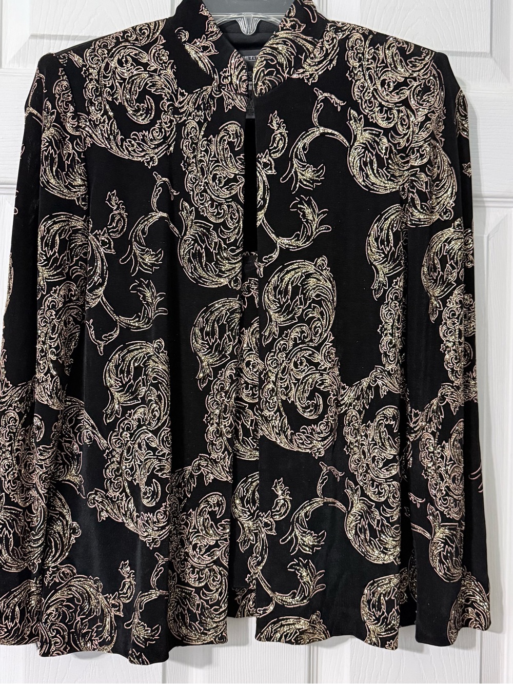 Alex Evenings Twin Set Jacket Tank Top Glitter Paisley PP Size Petite